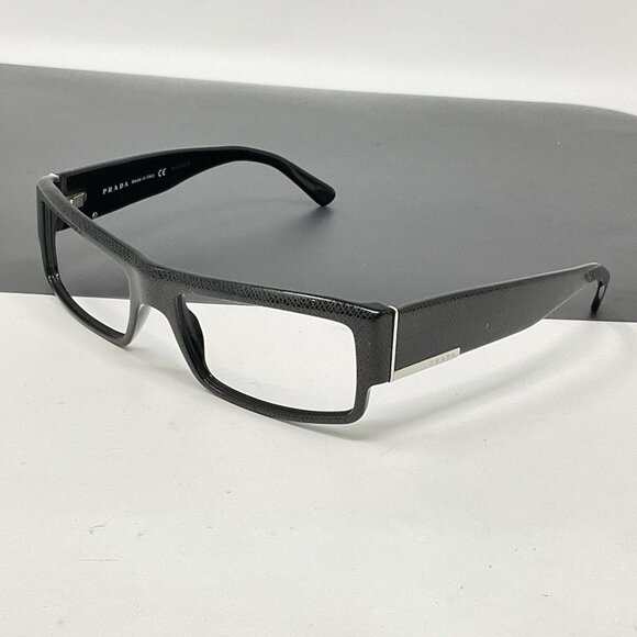 Prada VPR 20H 7JS 1O1 Sunglasses Eyeglasses Black Snakeskin Pattern Rectangular